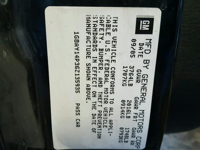 1G8AY14P36Z135935 - 2006 SATURN ION REDLIN BLACK photo 10