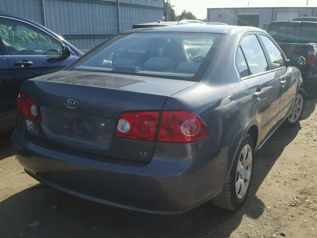 KNAGE123585219531 - 2008 KIA OPTIMA LX GRAY photo 4