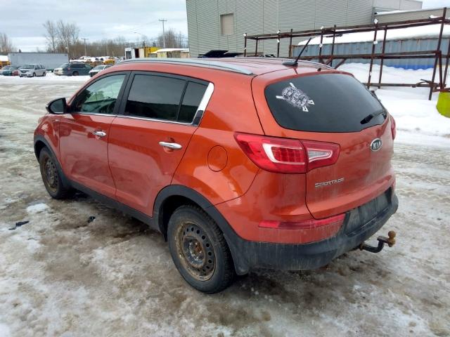 KNDPCCA29B7105587 - 2011 KIA SPORTAGE E ORANGE photo 3