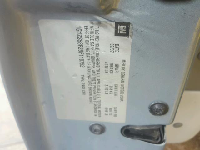 1G1ZS58F28F110752 - 2008 CHEVROLET MALIBU LS ლურჯი ფოტო 10