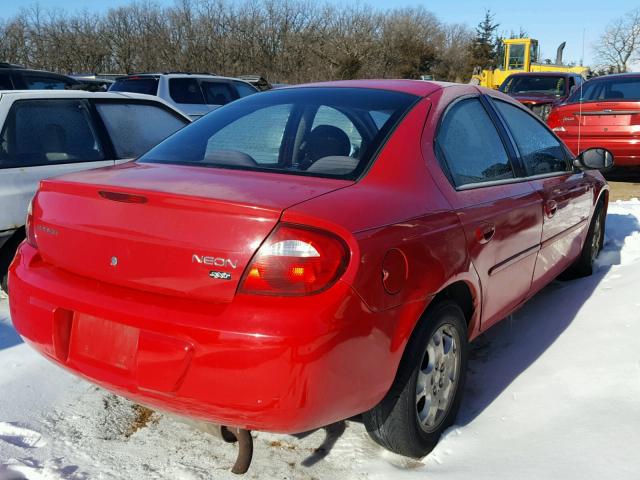 1B3ES56C25D168884 - 2005 DODGE NEON SXT RED photo 4