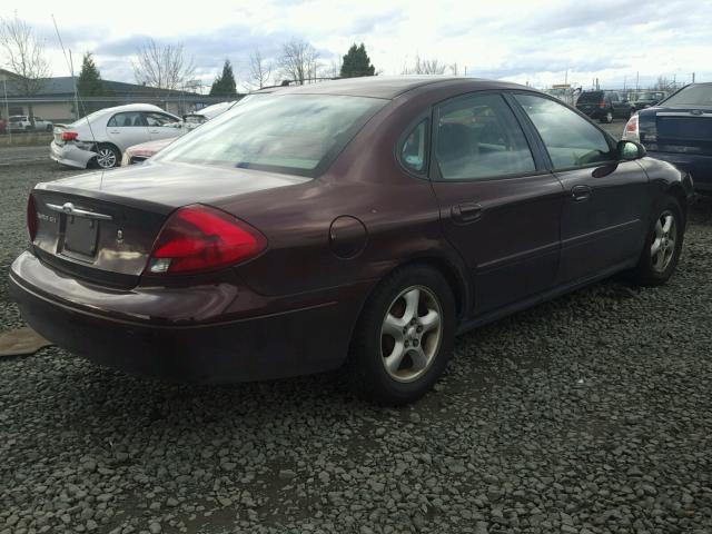 1FAFP55U31G267744 - 2001 FORD TAURUS SES MAROON photo 4