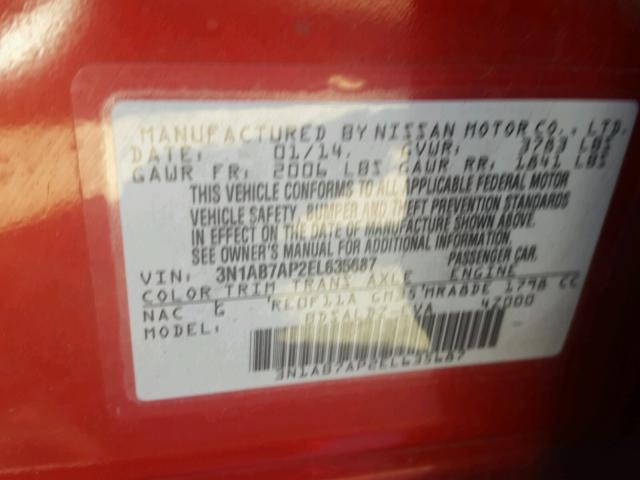 3N1AB7AP2EL635687 - 2014 NISSAN SENTRA S RED photo 10