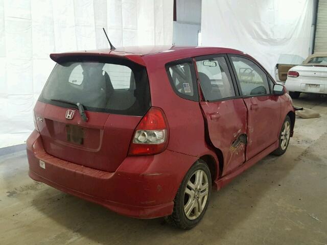 JHMGD38658S015251 - 2008 HONDA FIT SPORT RED photo 4