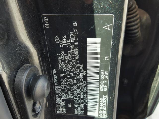 JTEZU14R178077137 - 2007 TOYOTA 4RUNNER SR BLACK photo 10