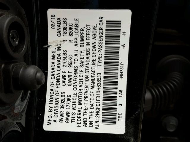 2HGFC1F31GH638533 - 2016 HONDA CIVIC EX Qara foto 10