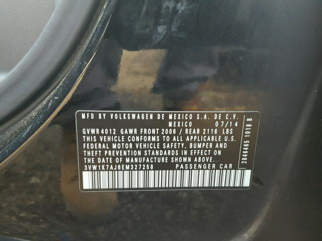 3VW1K7AJ6EM327258 - 2014 VOLKSWAGEN JETTA BASE 黑色 照片 10
