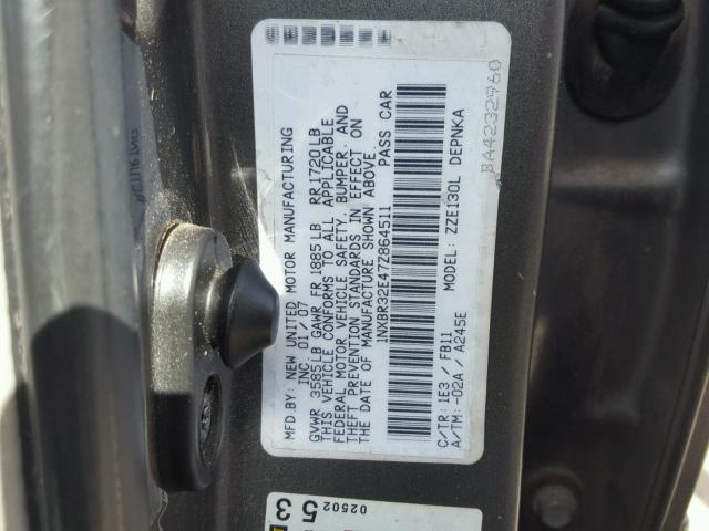 1NXBR32E47Z864511 - 2007 TOYOTA COROLLA CE GRAY photo 10