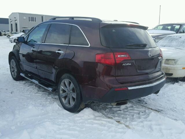 2HNYD2H73BH003309 - 2011 ACURA MDX ADVANC BURGUNDY photo 3