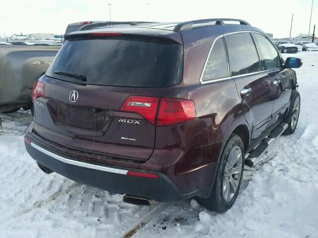 2HNYD2H73BH003309 - 2011 ACURA MDX ADVANC BURGUNDY photo 4