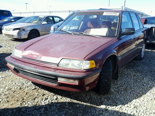 1HGED4561LA033619 - 1990 HONDA CIVIC EX BURGUNDY photo 2