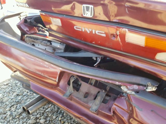1HGED4561LA033619 - 1990 HONDA CIVIC EX ბურგუნდია ფოტო 9