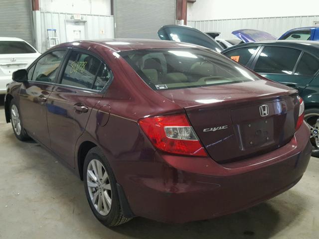 19XFB2F83CE043210 - 2012 HONDA CIVIC EX MAROON photo 3