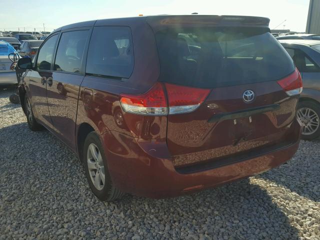 5TDKA3DC7CS011249 - 2012 TOYOTA SIENNA BAS RED photo 3