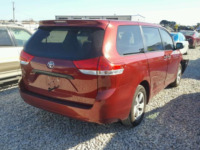 5TDKA3DC7CS011249 - 2012 TOYOTA SIENNA BAS RED photo 4