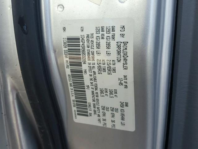 1D4GP45R96B592894 - 2006 DODGE CARAVAN SX SILVER photo 10