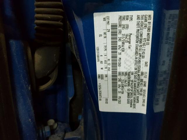 1FADP3F26DL189464 - 2013 FORD FOCUS SE BLUE photo 10