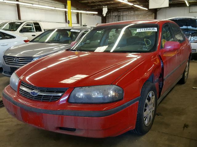 2G1WF52E949109835 - 2004 CHEVROLET IMPALA RED photo 2