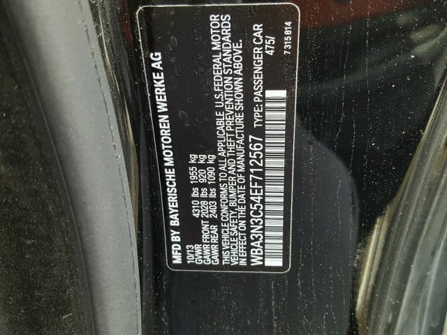 WBA3N3C54EF712567 - 2014 BMW 428 I BLACK photo 10