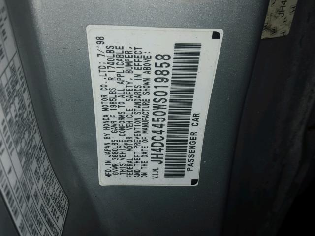 JH4DC4450WS019858 - 1998 ACURA INTEGRA LS SILVER photo 10