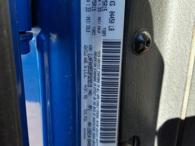 1J4FA49S53P329219 - 2003 JEEP WRANGLER / BLUE photo 10