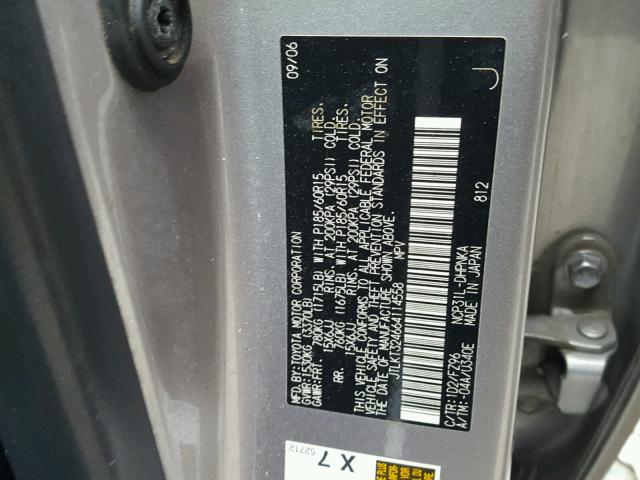 JTLKT324664114558 - 2006 TOYOTA SCION XB 银色 照片 10