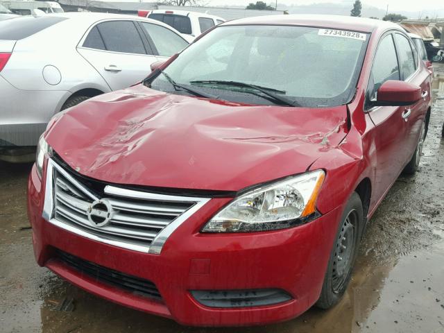 3N1AB7AP2EL646396 - 2014 NISSAN SENTRA S RED photo 2