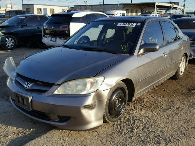 2HGES26715H524973 - 2005 HONDA CIVIC EX GRAY photo 2