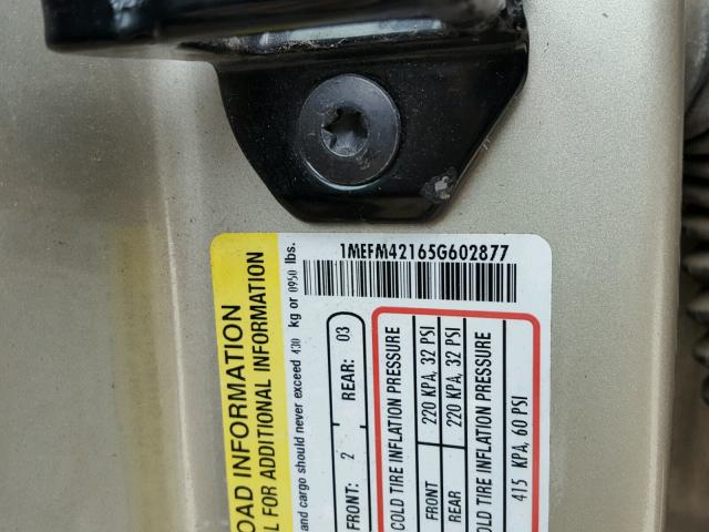 1MEFM42165G602877 - 2005 MERCURY MONTEGO PR 金色 照片 10