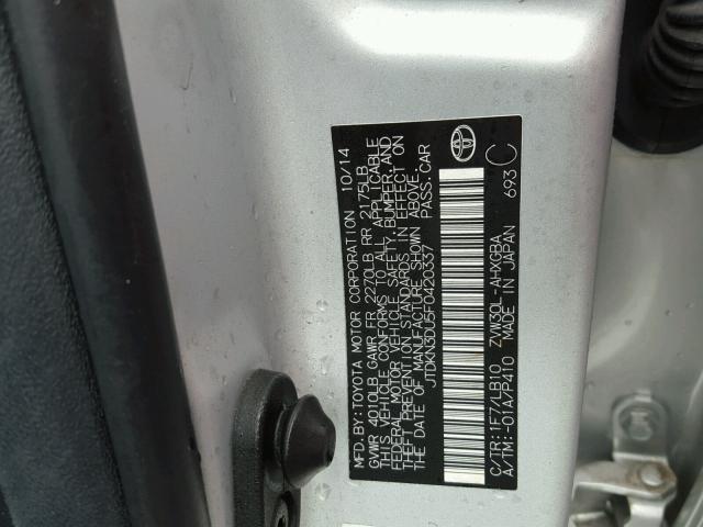 JTDKN3DU5F0420337 - 2015 TOYOTA PRIUS SILVER photo 10