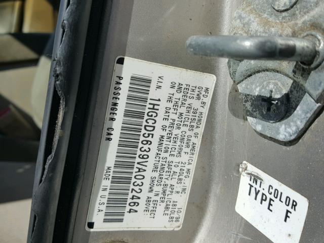 1HGCD5639VA032464 - 1997 HONDA ACCORD LX TWO TONE photo 10