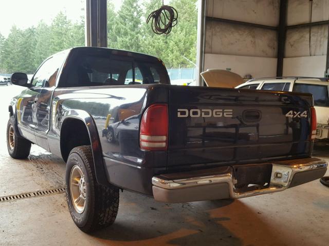 1B7GG22YXXS217286 - 1999 DODGE DAKOTA BLACK photo 3