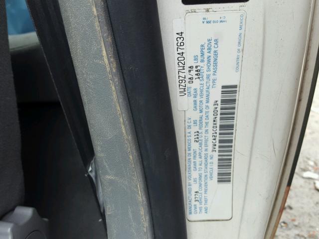 3VWCA21C0XM400434 - 1999 VOLKSWAGEN NEW BEETLE 白色 照片 10