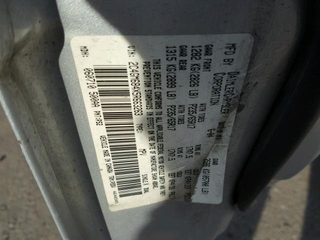 2C4GM684X5R663263 - 2005 CHRYSLER PACIFICA T SILVER photo 10