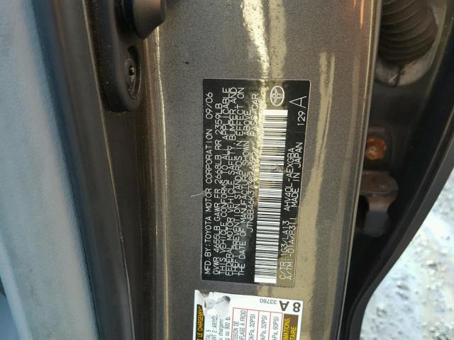 JTNBB46K373024395 - 2007 TOYOTA CAMRY NEW GRAY photo 10