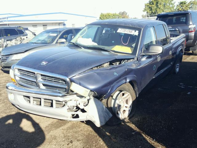 1B7HL48N22S607414 - 2002 DODGE DAKOTA QUA BLUE photo 2