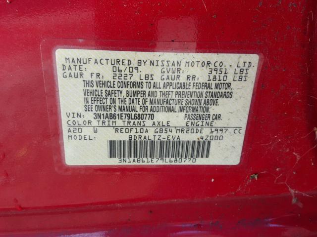 3N1AB61E79L680770 - 2009 NISSAN SENTRA 2.0 RED photo 10