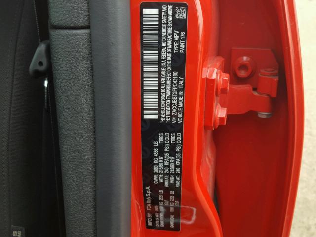 ZACCJBBT2FPC43180 - 2015 JEEP RENEGADE L RED photo 10