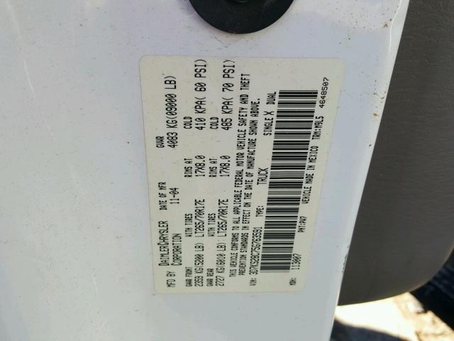 3D7KS28C75G763591 - 2005 DODGE RAM 2500 S WHITE photo 10