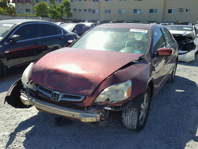 1HGCM56835A043312 - 2005 HONDA ACCORD EX RED photo 2