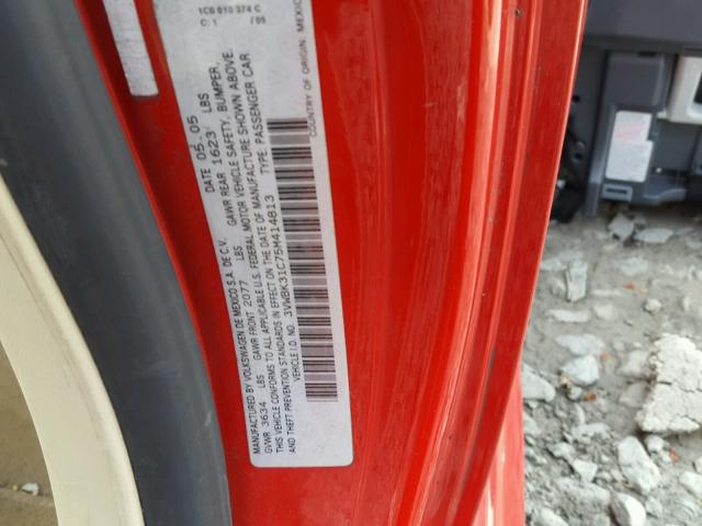 3VWBK31C75M414813 - 2005 VOLKSWAGEN NEW BEETLE 红色 照片 10