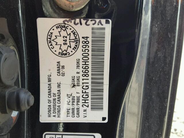 2HGFG11866H005984 - 2006 HONDA CIVIC EX Qara foto 10