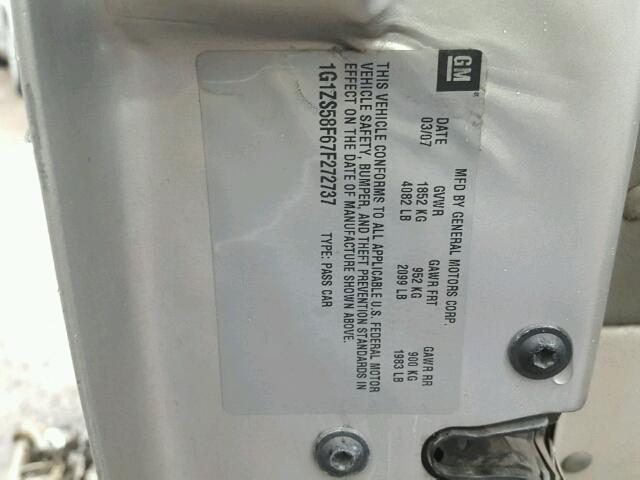 1G1ZS58F67F272737 - 2007 CHEVROLET MALIBU LS 银色 照片 10