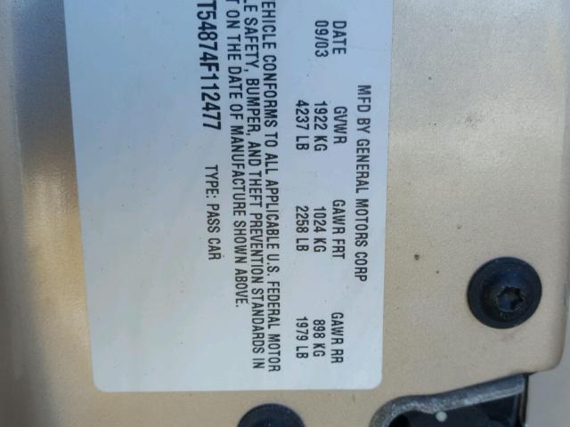 1G1ZT54874F112477 - 2004 CHEVROLET MALIBU LS ოქროსფერი ფოტო 10