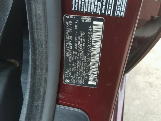 WBADD6326WBW45848 - 1998 BMW 528 I AUTO BURGUNDY photo 10