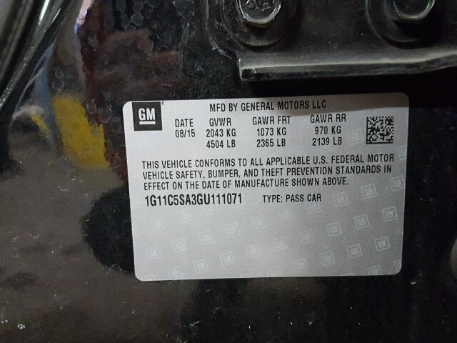 1G11C5SA3GU111071 - 2016 CHEVROLET MALIBU LIM 黑色 照片 10