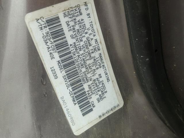 4T1SK12E9SU510985 - 1995 TOYOTA CAMRY LE GRAY photo 10