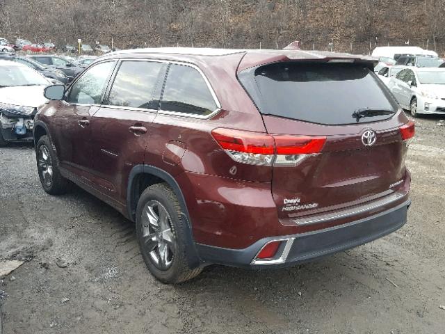 5TDDZRFH8HS412782 - 2017 TOYOTA HIGHLANDER BURGUNDY photo 3