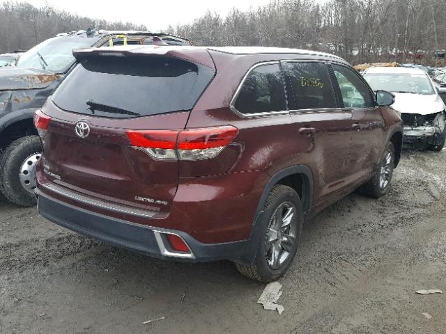 5TDDZRFH8HS412782 - 2017 TOYOTA HIGHLANDER BURGUNDY photo 4