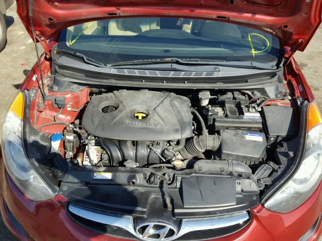 KMHDH4AE0BU156185 - 2011 HYUNDAI ELANTRA GL RED photo 7